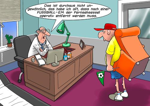 Cartoon: Couchpotato (medium) by Chris Berger tagged fernsehsessel,zuseher,zuschauer,em,fussball,doktor,fernsehsessel,zuseher,zuschauer,em,fussball,doktor