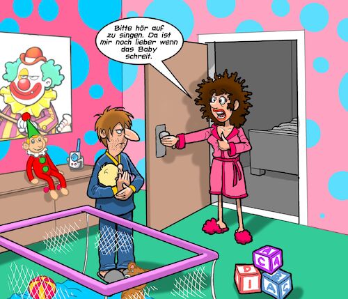 Cartoon: Cry Baby (medium) by Chris Berger tagged baby,eltern,geschrei,gesang,baby,eltern,geschrei,gesang
