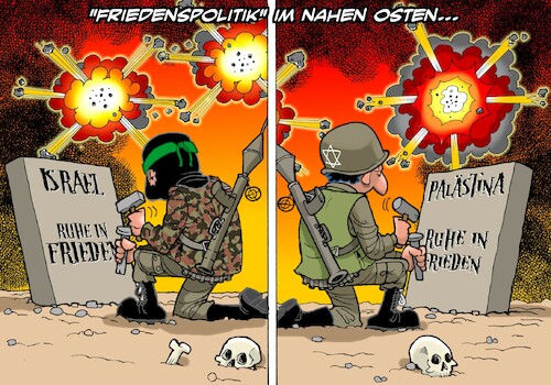 Cartoon: Friede im Nahen Osten (medium) by Joshua Aaron tagged israel,palästina,gaza,juden,araber,peace,israel,palästina,gaza,juden,araber,peace
