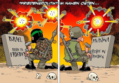 Cartoon: Friedenspolitik (medium) by Chris Berger tagged israel,hamas,palästina,gaza,krieg,terror,israel,hamas,palästina,gaza,krieg,terror