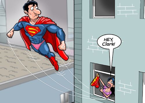 Cartoon: Garderobe (medium) by Chris Berger tagged lois,lane,superman,clark,kent,unterhose,hose,slip,spitzen,lois,lane,superman,clark,kent,unterhose,hose,slip,spitzen