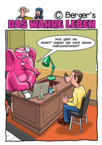 Cartoon: Halluzinationen (medium) by Chris Berger tagged arzt,patient,halluzinationen,nebenwirkungen,arzt,patient,halluzinationen,nebenwirkungen