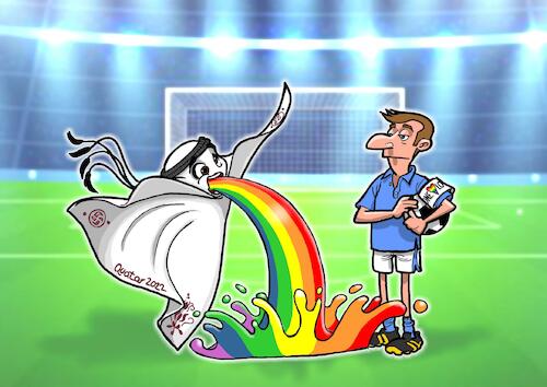 Cartoon: Homophobe WM Katar (medium) by Chris Berger tagged homophob,one,love,katar,qatar,wm,fussball,socer,gay,rights,lgbtq,homophob,one,love,katar,qatar,wm,fussball,socer,gay,rights,lgbtq