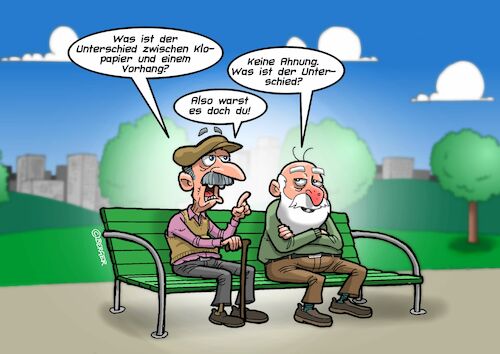 Cartoon: Klopapier (medium) by Chris Berger tagged rentner,pensionisten,klopapier,vorhang,abwischen,rentner,pensionisten,klopapier,vorhang,abwischen