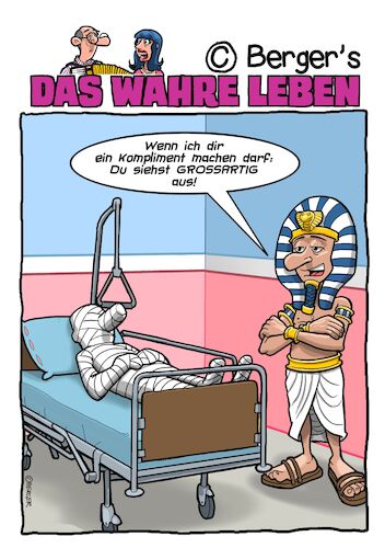 Cartoon: Krankenbesuch (medium) by Chris Berger tagged ägypten,mumie,krankenhaus,krankenzimmer,bandage,hospital,ägypten,mumie,krankenhaus,krankenzimmer,bandage,hospital