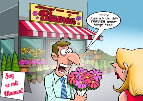 Cartoon: Lass Blumen sprechen. (medium) by Chris Berger tagged blumen,florist,fachhandel,geschlechtskrankheiten,bedauern,blumen,florist,fachhandel,geschlechtskrankheiten,bedauern