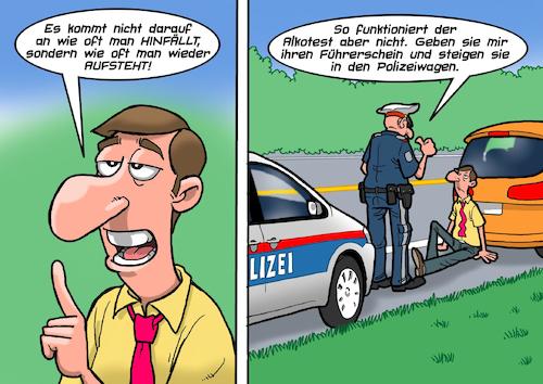 Cartoon: Lebensweisheit (medium) by Joshua Aaron tagged weisheit,alkoholtest,polizeikontrolle,umfallen,betrunken,führerschein,weisheit,alkoholtest,polizeikontrolle,umfallen,betrunken,führerschein