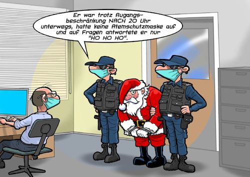 Cartoon: Lockdown (medium) by Chris Berger tagged weihnachten,xmas,christmas,lockdown,covid,corona,polizei,ausgangsbeschränkung,weihnachten,xmas,christmas,lockdown,covid,corona,polizei,ausgangsbeschränkung