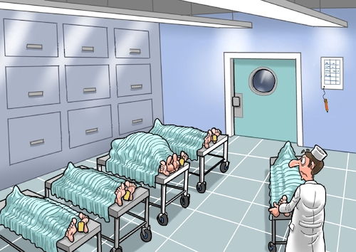 Cartoon: Neulich in der Leichenhalle (medium) by Chris Berger tagged leichenhalle,morgue,leichen,nekrophilie,tote,verstorbene,mitarbeiter,leichenhalle,morgue,leichen,nekrophilie,tote,verstorbene,mitarbeiter