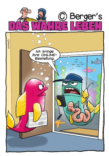 Cartoon: Onlinebestellung (medium) by Chris Berger tagged onlinebestellung,internet,angeln,fischer,fisch,wurm,onlinebestellung,internet,angeln,fischer,fisch,wurm