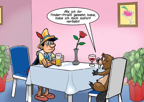 Cartoon: Pinocchio Tinder Date (medium) by Chris Berger tagged pinocchio,date,holz,tinder,biber,tisch,lokal,pinocchio,date,holz,tinder,biber,tisch,lokal