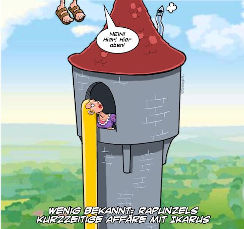 Cartoon: Rapunzel Variation1 (medium) by Chris Berger tagged rapunzel,märchen,ikarus,sage,rapunzel,märchen,ikarus,sage