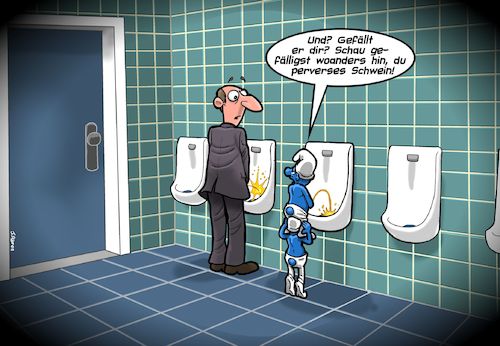 Cartoon: Schlümpfe (medium) by Chris Berger tagged schlumpf,schlümpfe,pissoir,pervers,spanner,größe,kleinwuchs,klo,schlumpf,schlümpfe,pissoir,pervers,spanner,größe,kleinwuchs,klo