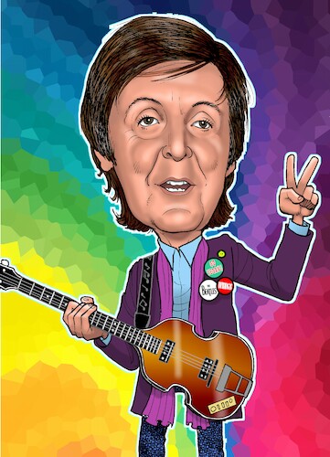 Cartoon: Sir Paul McCartney (medium) by Joshua Aaron tagged beatles,80,geburtstag,paul,mccartney,beatles,80,geburtstag,paul,mccartney
