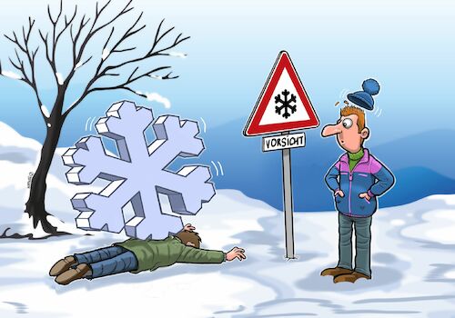 Cartoon: Starker Schneefall (medium) by Chris Berger tagged schneefall,winter,chaos,wetterwarnung,schneefall,winter,chaos,wetterwarnung