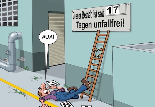 Cartoon: Unfall (medium) by Chris Berger tagged unfall,betrieb,unfallfrei,leiter,beinbruch,verletzung,unfall,betrieb,unfallfrei,leiter,beinbruch,verletzung