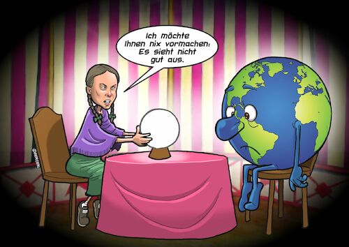 Cartoon: Wahrsagerin (medium) by Joshua Aaron tagged wahrsagen,fortune,teller,greta,thunberg,umweltverschmutzung,klima,treibhauseffekt,fridays,for,future,klimaaktivisten,wahrsagen,fortune,teller,greta,thunberg,umweltverschmutzung,klima,treibhauseffekt,fridays,for,future,klimaaktivisten