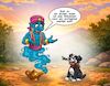 Cartoon: 3 Wünsche (small) by Chris Berger tagged geist,flasche,wunderlampe,hund,wünsche,apportieren,stock
