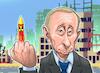 Cartoon: Mittelfinger (small) by Joshua Aaron tagged putin,ukraine,krieg,sanktionen,eu,fuck,off