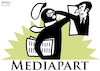 Cartoon: Macron versus Mediapart (small) by Hachfeld tagged france,macron,mediapart,bennalla,affair,edwy,plenel