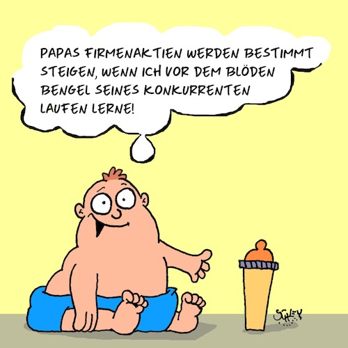 Cartoon: Aktienkurse (medium) by Karsten Schley tagged lernen,babies,familie,business,geld,profite,aktienkurse,märkte,kapitalismus,konkurrenz,lernen,babies,familie,business,geld,profite,aktienkurse,märkte,kapitalismus,konkurrenz