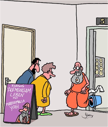 Cartoon: Aufmerksamkeit (medium) by Karsten Schley tagged religion,esoterik,gurus,lebenshilfe,philosophie,business,aufmerksamkeit,aberglaube,spiritualität,gesellschaft,religion,esoterik,gurus,lebenshilfe,philosophie,business,aufmerksamkeit,aberglaube,spiritualität,gesellschaft