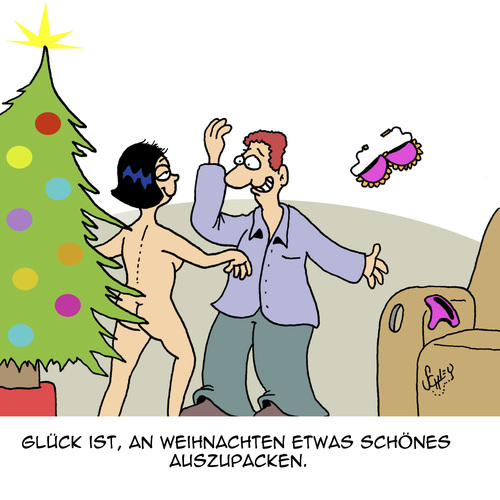 Cartoon: Auspacken (medium) by Karsten Schley tagged weihnachten,geschenke,religion,feiertage,bibel,christentum,männer,frauen,liebe,kirche,beziehungen,weihnachten,geschenke,religion,feiertage,bibel,christentum,männer,frauen,liebe,kirche,beziehungen