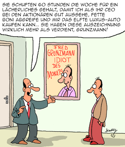 Cartoon: Auszeichnung (medium) by Karsten Schley tagged wirtschaft,arbeitgeber,arbeitnehmer,wochenarbeitszeit,motivation,wertschätzung,aktionäre,boni,einkommen,gesellschaft,wirtschaft,arbeitgeber,arbeitnehmer,wochenarbeitszeit,motivation,wertschätzung,aktionäre,boni,einkommen,gesellschaft