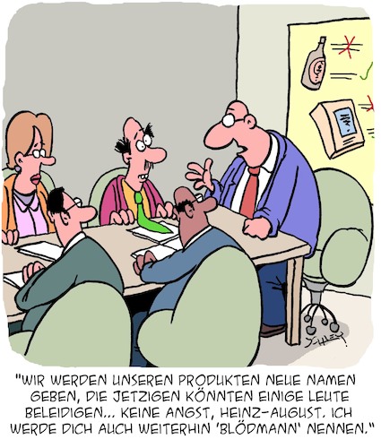 Cartoon: Beleidigend (medium) by Karsten Schley tagged wirtschaft,business,produktnamen,industrie,ethnien,pc,marketing,management,wirtschaft,business,produktnamen,industrie,ethnien,pc,marketing,management