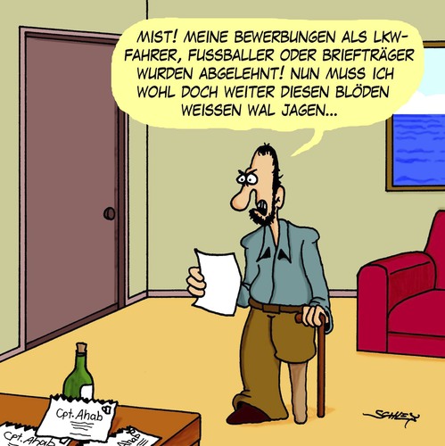 Cartoon: Bewerbungen (medium) by Karsten Schley tagged jobs,bewerbungen,wirtschaft,business,natur,tiere,karriere,seefahrt,literatur,jobs,bewerbungen,wirtschaft,business,natur,tiere,karriere,seefahrt,literatur