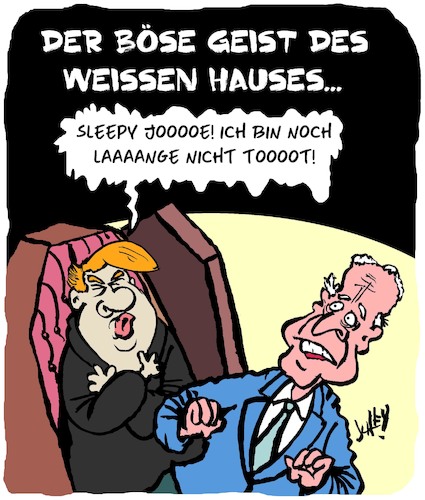 Cartoon: Böser Geist (medium) by Karsten Schley tagged politik,trump,biden,wahlen,usa,demokraten,republikaner,einfluss,soziales,gesellschaft,spaltung,politik,trump,biden,wahlen,usa,demokraten,republikaner,einfluss,soziales,gesellschaft,spaltung