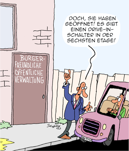 Cartoon: Bürgerfreundlich (medium) by Karsten Schley tagged verwaltung,bürgerämter,bezirksämter,beamte,behörden,politik,bürgerinnen,wählerinnen,politikerinnen,demokratie,gesellschaft,verwaltung,bürgerämter,bezirksämter,beamte,behörden,politik,bürgerinnen,wählerinnen,politikerinnen,demokratie,gesellschaft
