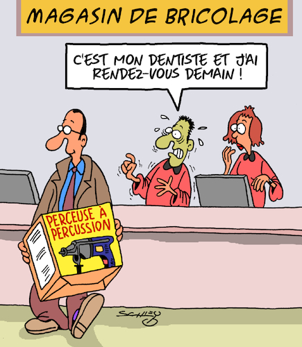 Cartoon: Ca fait mal ? (medium) by Karsten Schley tagged dentistes,patients,sante,medicine,magasins,de,bricolage,dentistes,patients,sante,medicine,magasins,de,bricolage