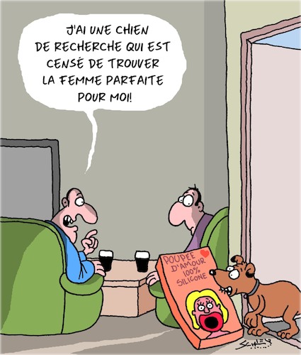 Cartoon: Chien de Recherche (medium) by Karsten Schley tagged amour,femmes,hommes,sexe,relations,chiens,animaux,amour,femmes,hommes,sexe,relations,chiens,animaux
