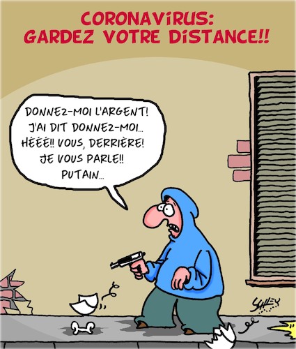 Cartoon: Corona - Gardez votre distance!! (medium) by Karsten Schley tagged corona,sante,distance,politique,corona,sante,distance,politique