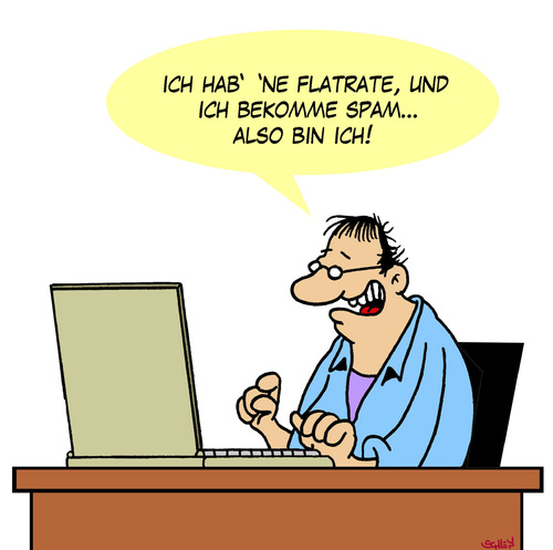 Cartoon: Dasein (medium) by Karsten Schley tagged philosophie,internet,computer,breitband,flatrates,spam,philosophie,internet,computer,breitband,spam,flatrates