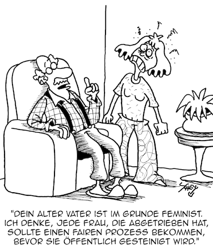 Cartoon: Der Feminist (medium) by Karsten Schley tagged männer,frauen,feminismus,abtreibung,familien,konservatismus,bigotterie,alter,politik,gesellschaft,männer,frauen,feminismus,abtreibung,familien,konservatismus,bigotterie,alter,politik,gesellschaft