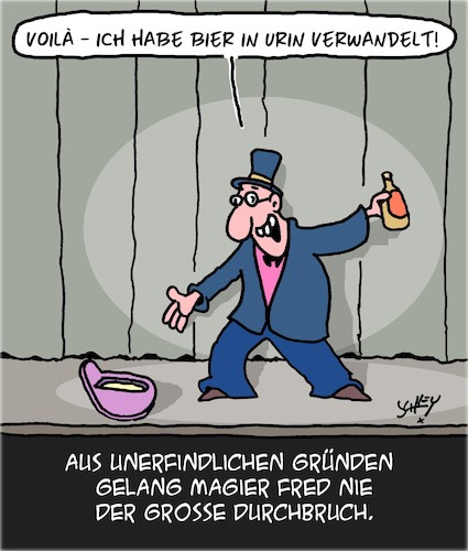 Cartoon: Der große Durchbruch (medium) by Karsten Schley tagged showbiz,zauberer,magie,film,theater,variete,fernsehen,karriere,erfolg,gesellschaft,showbiz,zauberer,magie,film,theater,variete,fernsehen,karriere,erfolg,gesellschaft