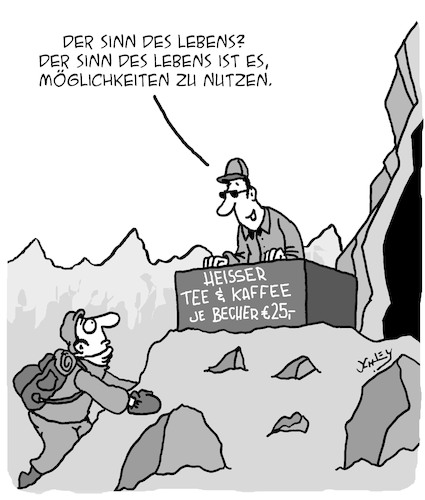 Cartoon: Der Sinn des Lebens (medium) by Karsten Schley tagged esoterik,sinnsuche,selbstverwirklichung,philosophie,leben,weisheit,gesellschaft,esoterik,sinnsuche,selbstverwirklichung,philosophie,leben,weisheit,gesellschaft