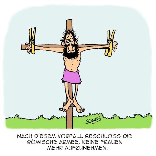 Cartoon: Der Vorfall (medium) by Karsten Schley tagged bibel,religion,jesus,christentum,mythen,legenden,märchen,geschichte,römer,kreuzigung,frauen,militär,bibel,religion,jesus,christentum,mythen,legenden,märchen,geschichte,römer,kreuzigung,frauen,militär