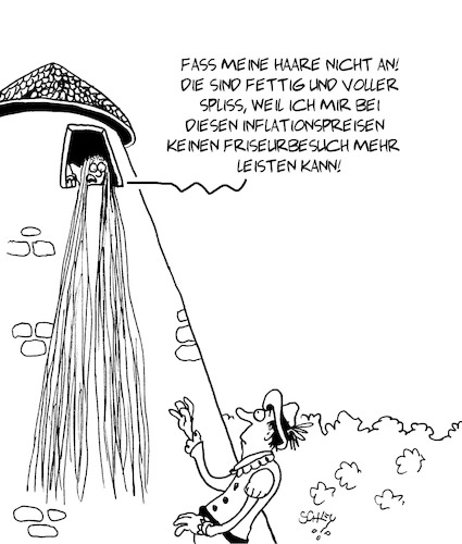 Cartoon: Die Inflation trifft jeden (medium) by Karsten Schley tagged inflation,geld,kaufkraftverlust,preise,preissteigerung,steuern,verbraucher,wohlstand,armut,löhne,gehälter,märchen,literatur,medien,wirtschaft,politik,rapunzel,gesellschaft,inflation,geld,kaufkraftverlust,preise,preissteigerung,steuern,verbraucher,wohlstand,armut,löhne,gehälter,märchen,literatur,medien,wirtschaft,politik,rapunzel,gesellschaft