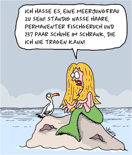 Cartoon: Die kleine Meerjungfrau (medium) by Karsten Schley tagged mythen,legenden,meerjungfrauen,literatur,filme,frauen,mode,umwelt,medien,mythen,legenden,meerjungfrauen,literatur,filme,frauen,mode,umwelt,medien