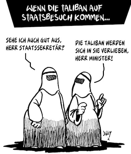 Cartoon: Die Taliban kommen!! (medium) by Karsten Schley tagged taliban,staatsbesuch,politik,entwicklungshilfe,terrorismus,afghanistan,einwanderung,europa,religion,gesellschaft,taliban,staatsbesuch,politik,entwicklungshilfe,terrorismus,afghanistan,einwanderung,europa,religion,gesellschaft