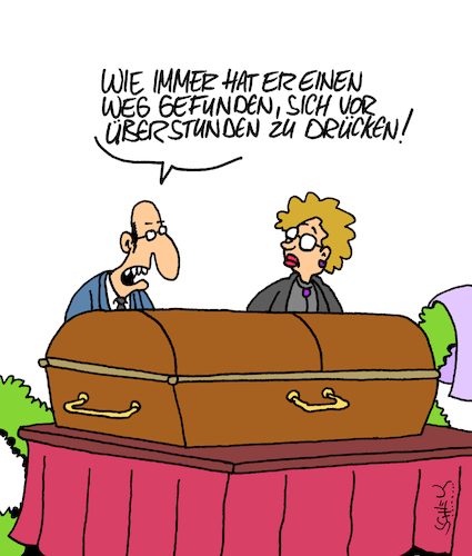 Cartoon: Drückeberger (medium) by Karsten Schley tagged arbeitgeber,arbeitnehmer,wirtschaft,arbeitszeit,überstunden,business,kapitalismus,geld,gesellschaft,profite,deutschland,tod,arbeitgeber,arbeitnehmer,wirtschaft,arbeitszeit,überstunden,business,kapitalismus,geld,gesellschaft,profite,deutschland,tod