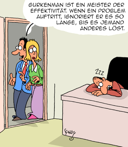 Cartoon: Effektivität (medium) by Karsten Schley tagged effektivität,effizienz,zielführend,wirtschaft,business,politik,management,jobs,büro,probleme,lösungen,gesellschaft,effektivität,effizienz,zielführend,wirtschaft,business,politik,management,jobs,büro,probleme,lösungen,gesellschaft