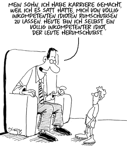 Cartoon: Ehrgeiz und Karriere (medium) by Karsten Schley tagged karriere,wirtschaft,kompetenz,business,vorgesetzte,management,arbeit,arbeitgeber,arbeitnehmer,politik,gesellschaft,karriere,wirtschaft,kompetenz,business,vorgesetzte,management,arbeit,arbeitgeber,arbeitnehmer,politik,gesellschaft