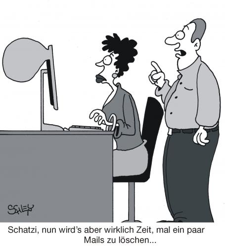 Cartoon: eMails (medium) by Karsten Schley tagged computer,technik,mails,kommunikation,frauen