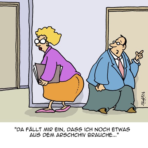 Cartoon: Erinnerung (medium) by Karsten Schley tagged arbeit,büro,archive,kollegen,business,wirtschaft,erinnern,akten,männer,frauen,industrie,jobs,arbeit,büro,archive,kollegen,business,wirtschaft,erinnern,akten,männer,frauen,industrie,jobs