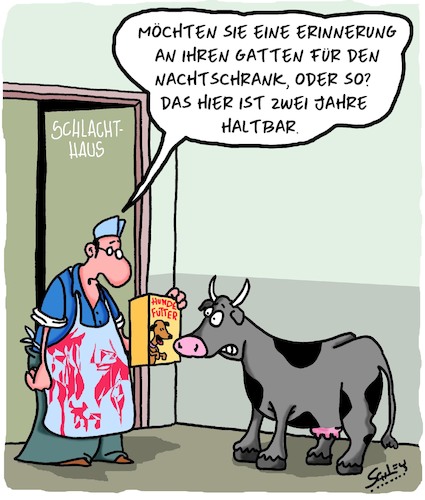 Cartoon: Erinnerung (medium) by Karsten Schley tagged liebe,ehe,erinnerungen,ernährung,tiere,kühe,schlachthäuser,industrie,liebe,ehe,erinnerungen,ernährung,tiere,kühe,schlachthäuser,industrie