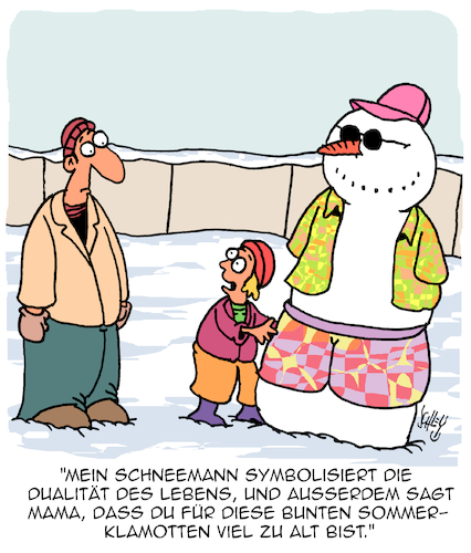 Cartoon: Farbenfroh (medium) by Karsten Schley tagged familien,kinder,alter,mode,kleidung,winter,sommer,gesellschaft,familien,kinder,alter,mode,kleidung,winter,sommer,gesellschaft